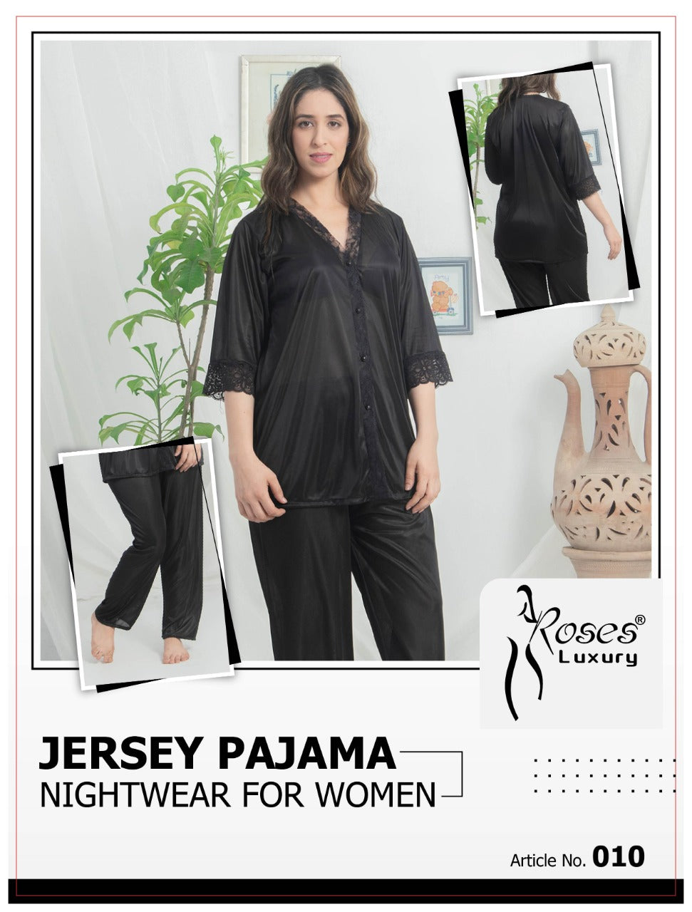 Roses Luxury 2-Piece Pajama Nightwear Set