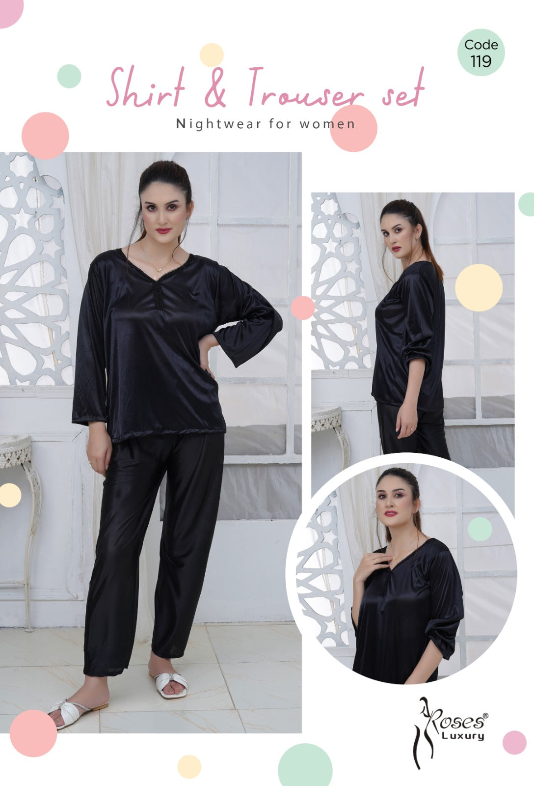 Roses Luxury 2-Piece Pajama Nightwear Set