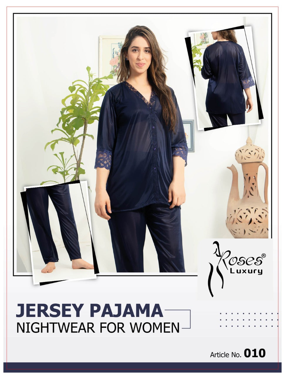 Roses Luxury 2-Piece Pajama Nightwear Set