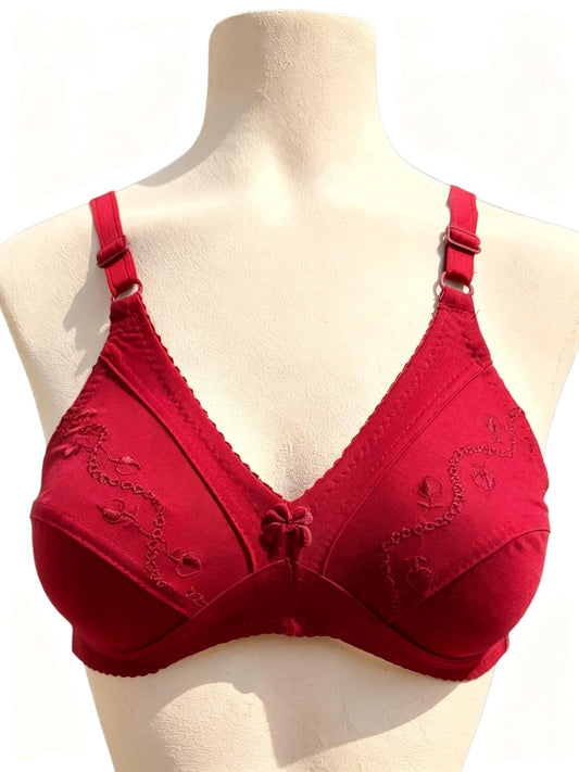 Soft-Embroidery HosieryCotton Bra For DailyWear