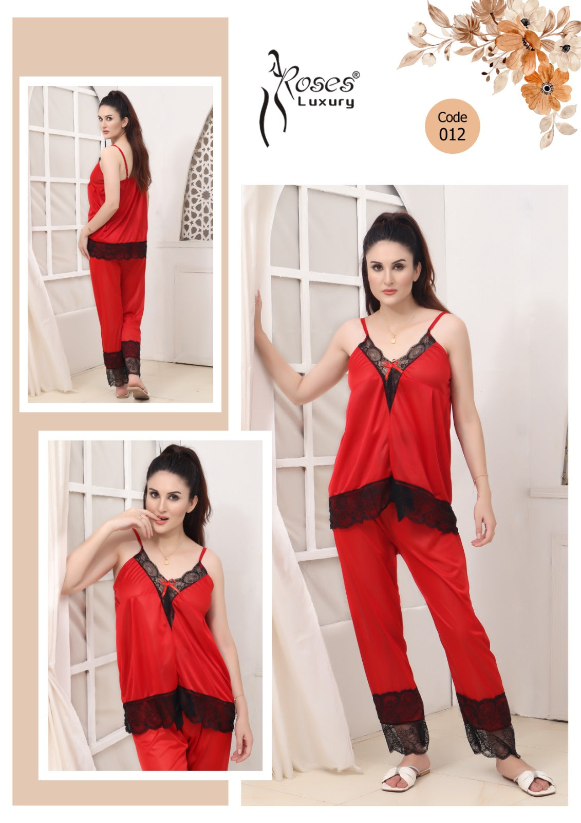Roses Luxury 2-Piece Pajama Nightwear Set