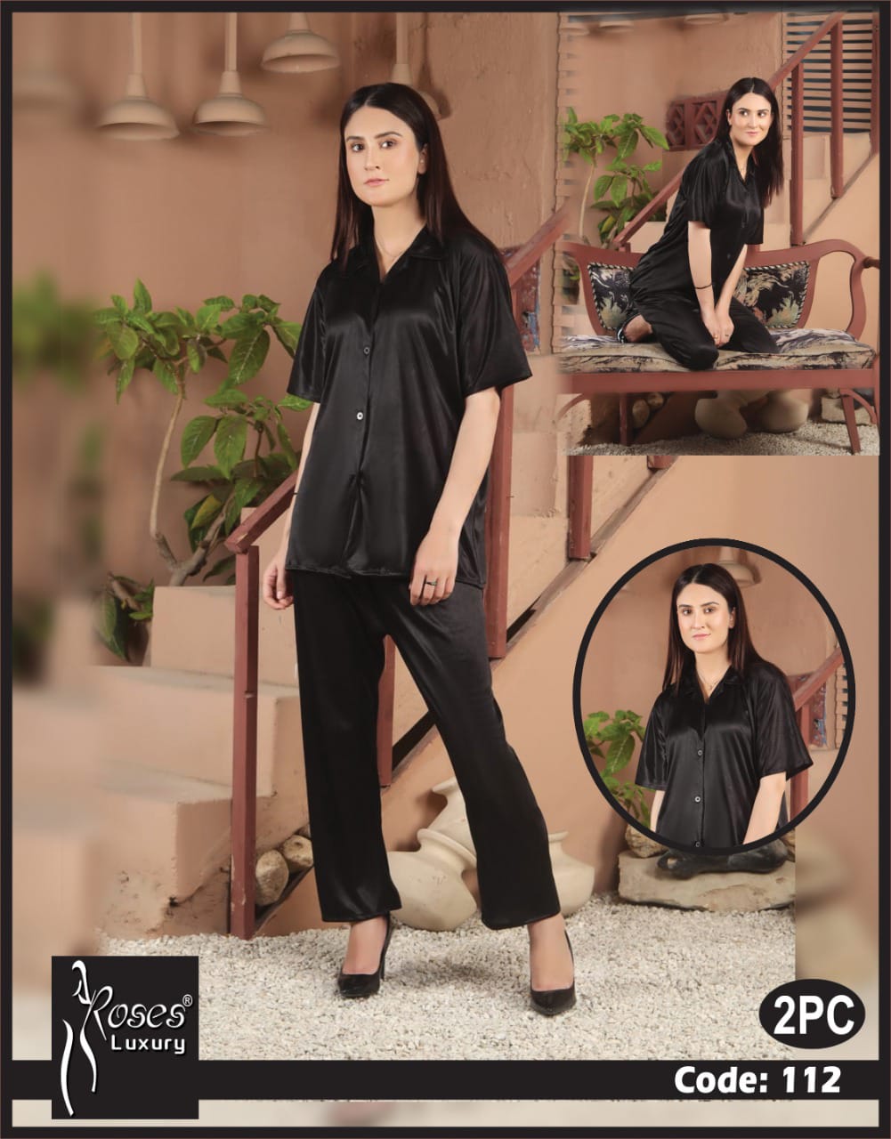 Roses Luxury 2-Piece Pajama Nightwear Set