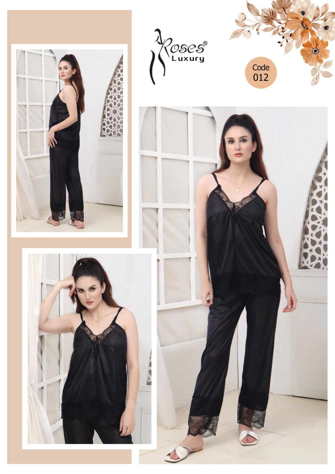 Roses Luxury 2-Piece Pajama Nightwear Set